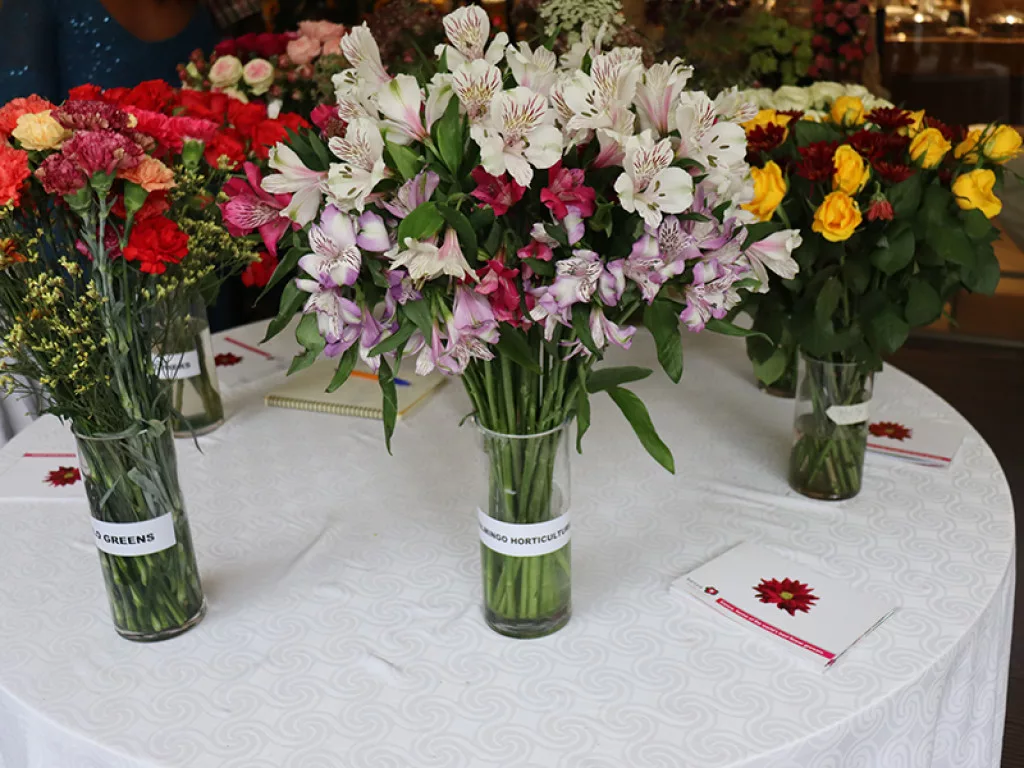 Kenya Flower Council Table with Vases