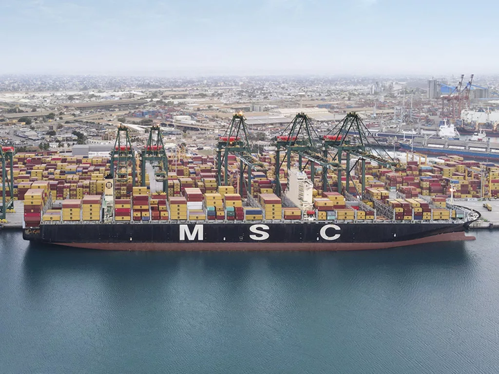 MSC vessel docked at Lomé Container Terminal