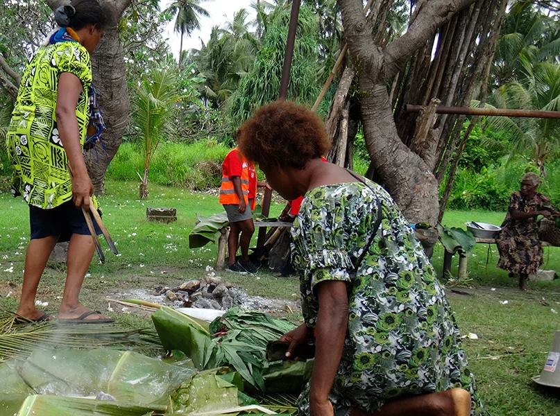 Traditional cooking in Matupit, Rabaul, Papua New Guinea.