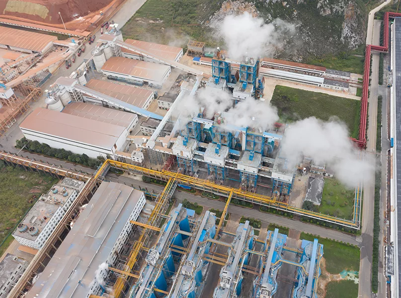 China's large aluminum ore processing plant at work