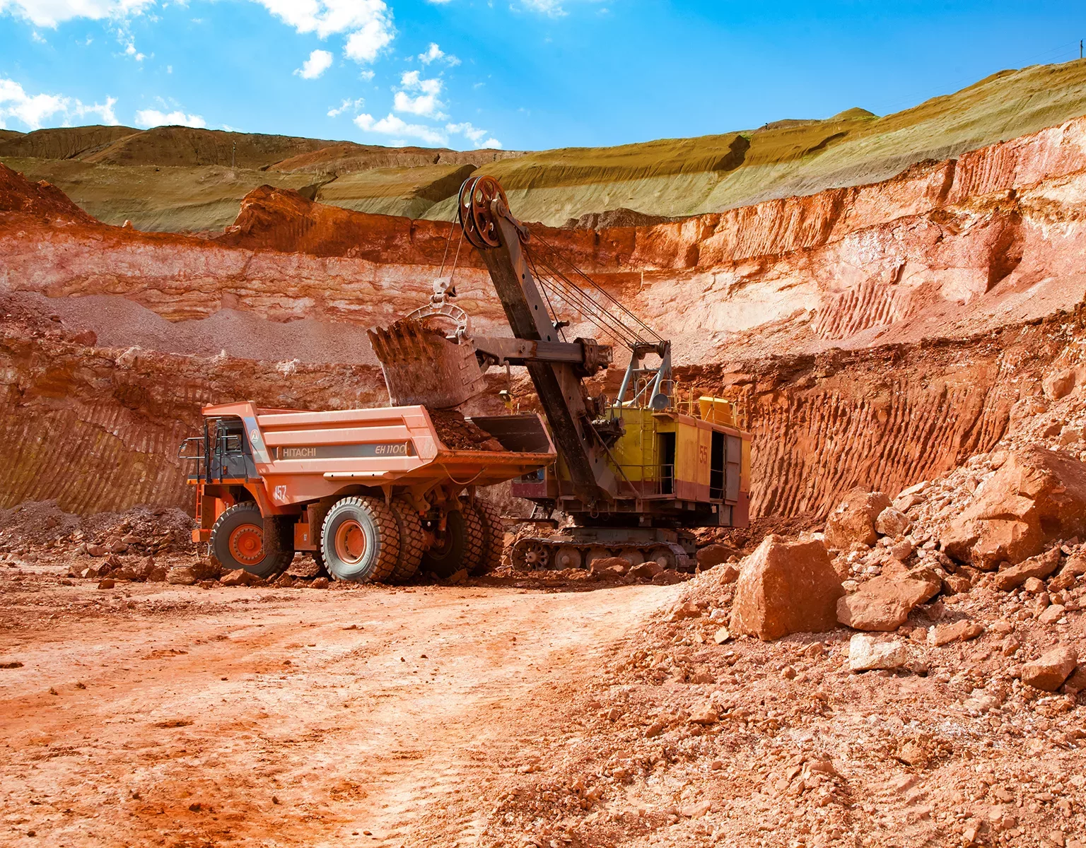 Arkalyk/Kazakhstan - May 15 2012: Aluminium ore mining and trans