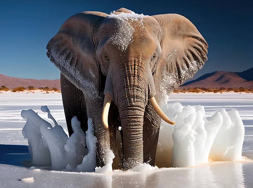 Elephant in the snow