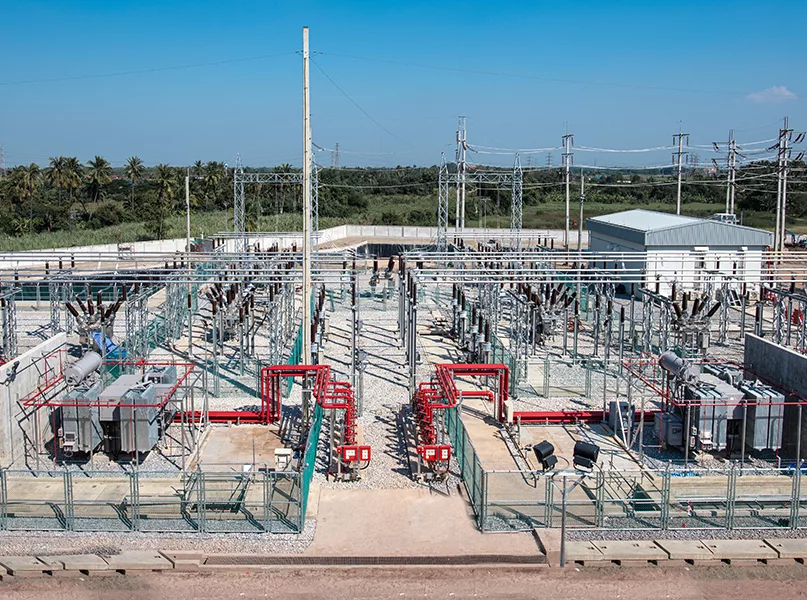 Power transformer in high voltage switchyard