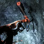 A drill rig at the Venetia Underground Mine