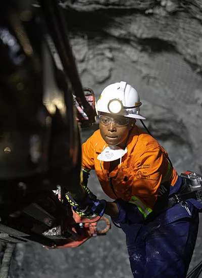 Female operator working underground